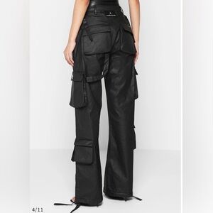 Maniere de voir Mid Rise Waxed Cargo Pants - Black